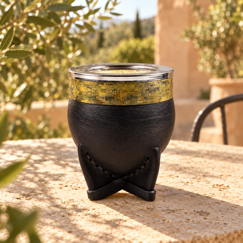 Black Imperial Gourd Mate — warm sunlit café setting
